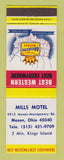 Matchbook Cover - Best Western Mills Motel Mason OH