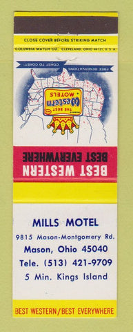 Matchbook Cover - Best Western Mills Motel Mason OH
