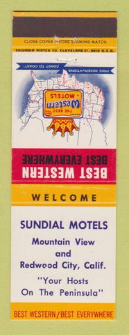 Matchbook Cover - Best Western Sundial Motels Redwood City CA