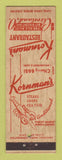 Matchbook Cover - Kornman's Restaurant lobster Cleveland OH