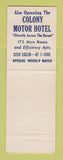 Matchbook Cover - Colonial House Motel Cleveland OH