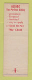 Matchbook Cover - Alsar Aluminum Siding Cleveland OH
