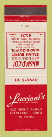 Matchbook Cover - Luccioni's Italian Restaurant Cleveland OH