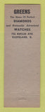 Matchbook Cover - Greens Jewelry Cleveland OH
