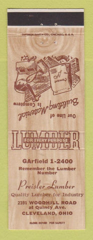 Matchbook Cover - Preisler Lumber Cleveland OH