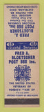 Matchbook Cover - VWF Post Fred Bloetscher Cleveland OH