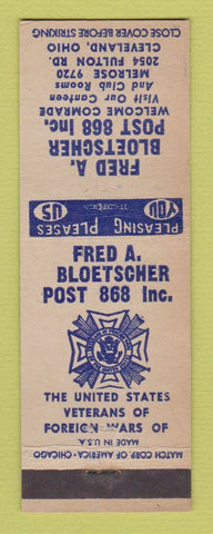 Matchbook Cover - VWF Post Fred Bloetscher Cleveland OH