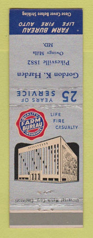 Matchbook Cover - Farm Bureau Insurance Gordon Harden Owings Mills MD