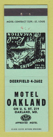 Matchbook Cover - Motel Oakland MD