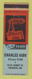 Matchbook Cover - Charles Kidd Restaurant Frederick MD