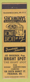 Matchbook Cover - Bright Spot Frederick MD restaurant Joe Rhoderick