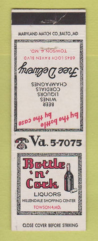 Matchbook Cover - Bottle n Cork Liquors Towson MD WEAR