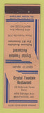 Matchbook Cover - Crystal Fountain Restaurant Brentwood MD
