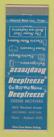 Matchbook Cover - Deepfreeze Freezer Appliances Baltimore MD WEAR