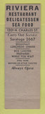 Matchbook Cover - Riviera Restaurant Baltimore MD