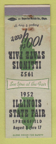 Matchbook Cover - 1952 Illinois State Fair Springfield IL WORN