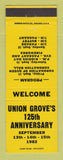 Matchbook Cover - Union Grove 100th Anniversary 1963 WI