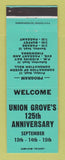Matchbook Cover - Union Grove 100th Anniversary 1963 WI TEAL