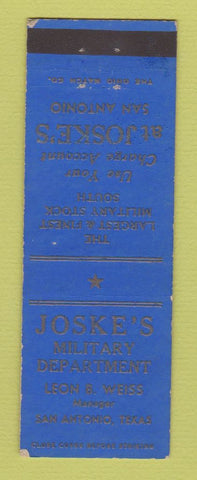 Matchbook Cover - Joske's Military Store Uniforms San Antonio TX
