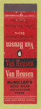 Matchbook Cover - Van Heusen Men's Clothes McMillen's Watsontown PA