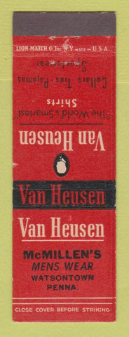 Matchbook Cover - Van Heusen Men's Clothes McMillen's Watsontown PA