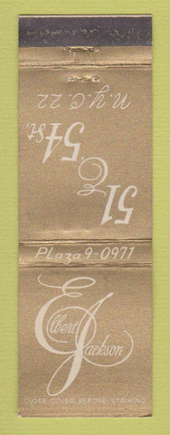 Matchbook Cover - Elbert Jackson New York City