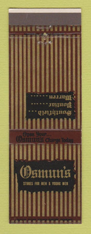 Matchbook Cover - Osmun's Men's Clothes Southfield Pontiac Warren MI