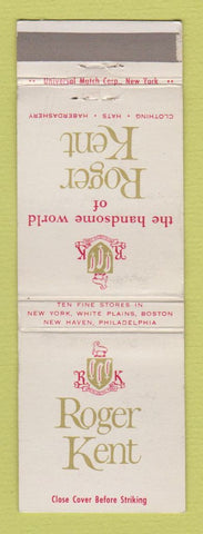 Matchbook Cover - Roger Kent Men's Clothes New York City Philadelphia WEAR