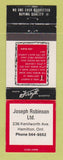 Matchbook Cover - Forsyth Clothes Joseph Robinson Hamilton ON