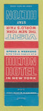 Matchbook Cover - Hilton Hotel 1964 New York City World's Fair