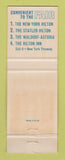 Matchbook Cover - Hilton Hotel 1964 New York City World's Fair