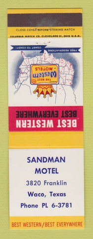 Matchbook Cover - Best Western Sandman Motel Waco TX