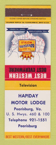 Matchbook Cover - Best Western Hapiday Motor Lodge Pearisburg VA #1