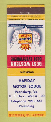 Matchbook Cover - Best Western Hapiday Motor Lodge Pearisburg VA #2