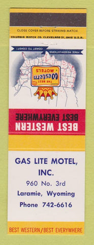 Matchbook Cover - Best Western Gas Lite Motel Laramie WY
