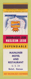 Matchbook Cover - Best Western Mainliner Motel Beloit KS