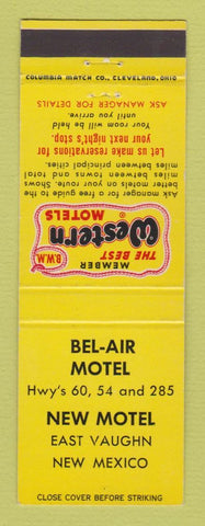 Matchbook Cover - Best Western Bel Air Motel East Vaughn NM