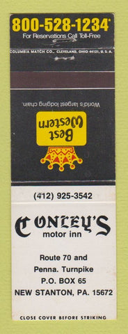 Matchbook Cover - Best Western Conley's Motor Inn New Stanton PA