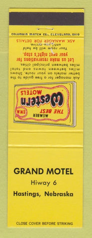 Matchbook Cover - Best Western Grand Motel Hastings NE