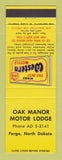 Matchbook Cover - Best Western Oak Manor Motor Lodge Fargo ND
