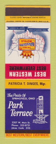 Matchbook Cover - Best Western Park Terrace Springfield OH