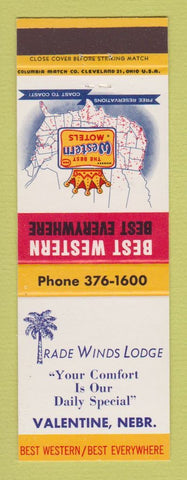 Matchbook Cover - Best Western Trade Winds Lodge Valentine NE