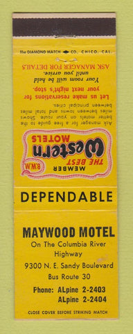 Matchbook Cover - Best Western Maywood Motel Portland OR