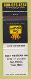 Matchbook Cover - Best Western San Antonio TX