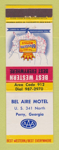 Matchbook Cover - Best Western Bel Aire Motel Perry GA