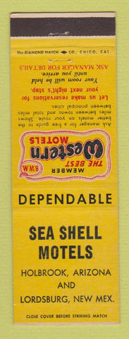 Matchbook Cover - Best Western Sea Shell Motels Holbrook AZ Lordsburg NM