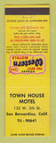Matchbook Cover - Best Western Town House Motel San Bernardino CA