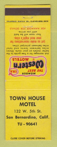 Matchbook Cover - Best Western Town House Motel San Bernardino CA