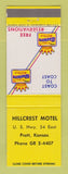Matchbook Cover - Best Western Hillcrest Motel Pratt KS