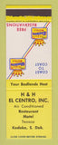 Matchbook Cover - Best Western H&H El Centro Kadoka SD